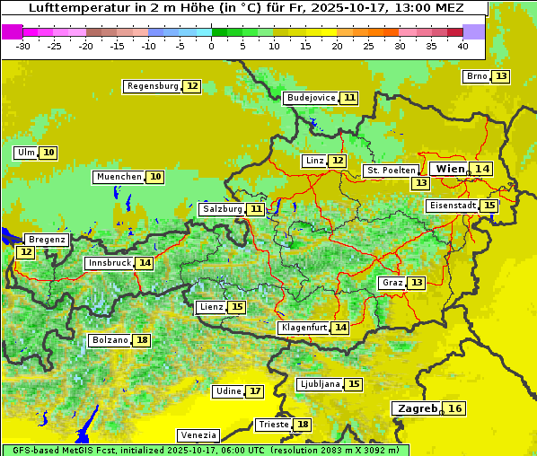 Temperatur, 17. 10. 2025