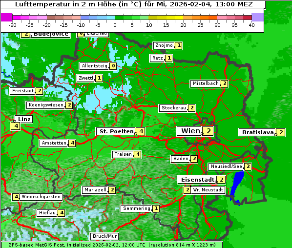 Temperatur, 4. 2. 2026