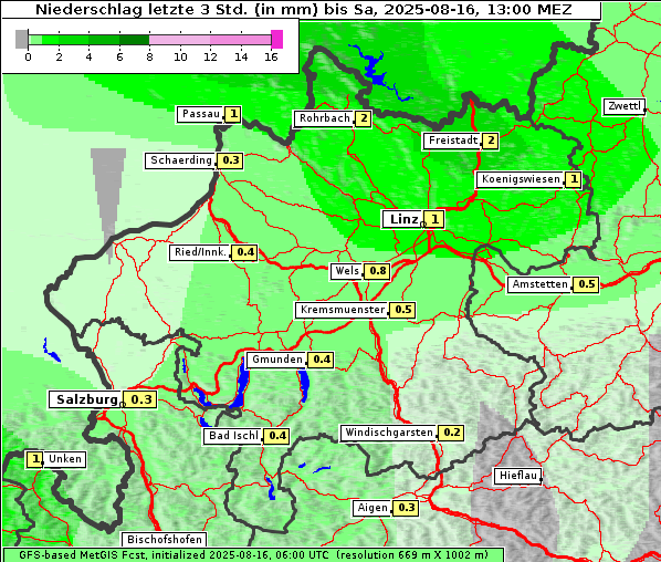 Niederschlag, 16. 8. 2025