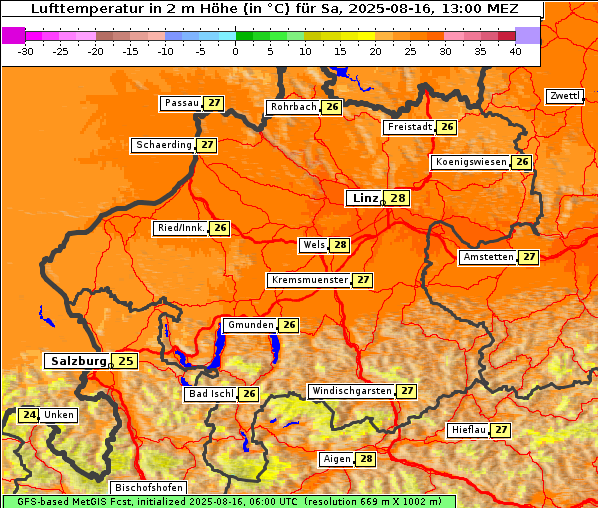 Temperatur, 16. 8. 2025