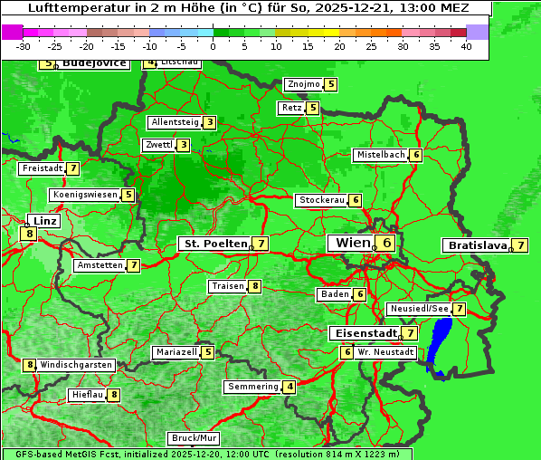 Temperatur, 21. 12. 2025