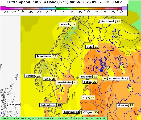 Temperatur, 7. 9. 2025
