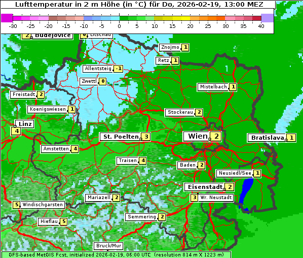 Temperatur, 19. 2. 2026