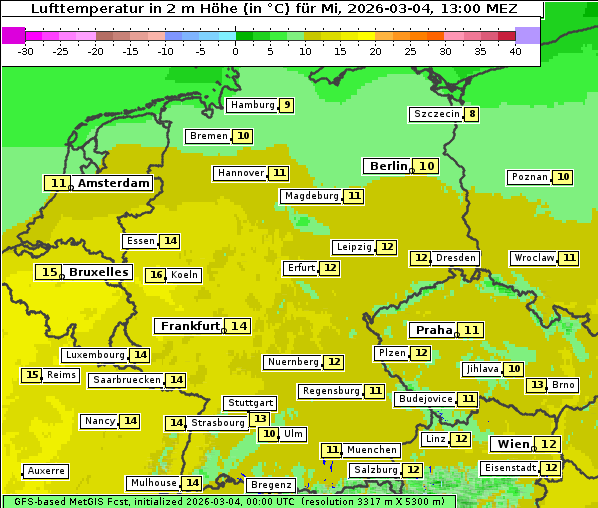 Temperatur, 4. 3. 2026