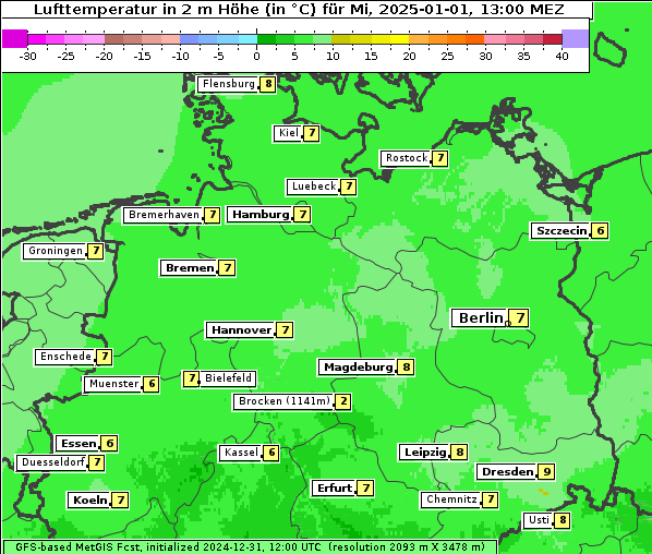 Temperatur, 1. 1. 2025