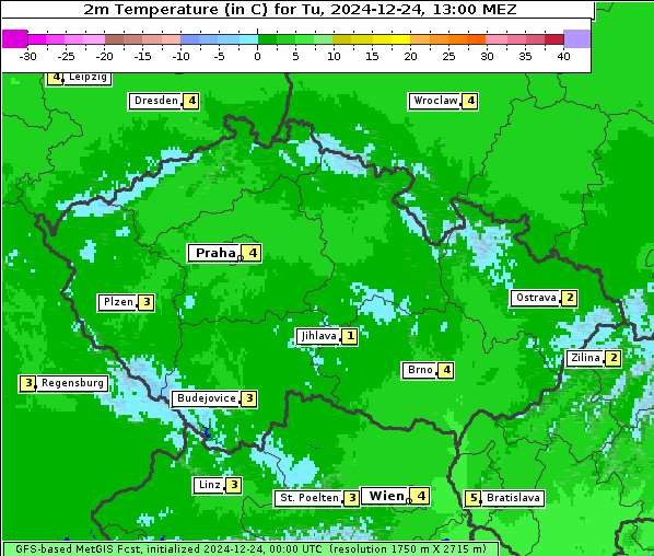 Temperatur, 24. 12. 2024