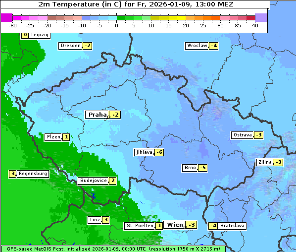 Temperatur, 9. 1. 2026