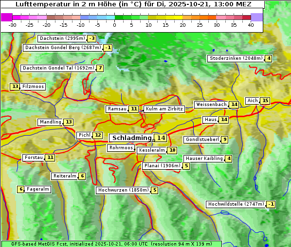 Temperatur, 21. 10. 2025