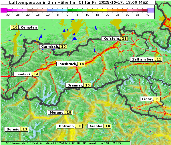 Temperatur, 17. 10. 2025
