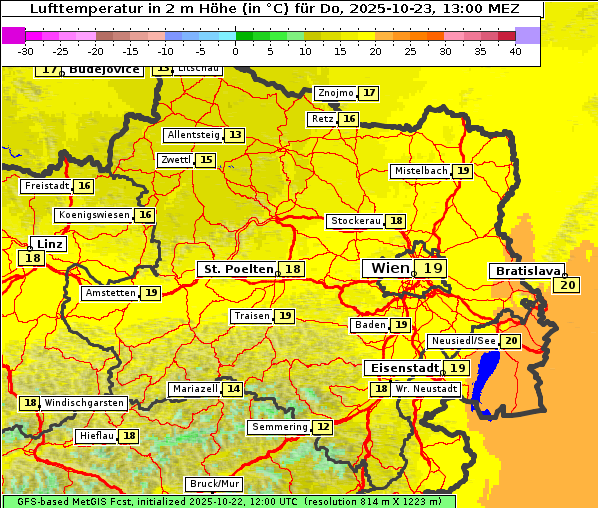 Temperatur, 23. 10. 2025