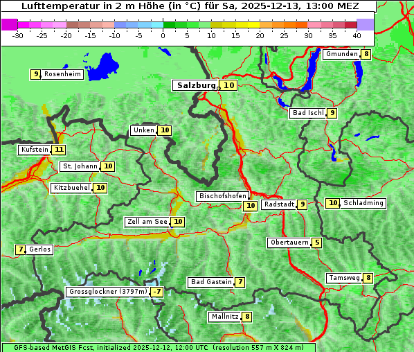 Temperatur, 13. 12. 2025