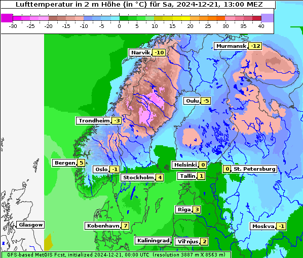 Temperatur, 21. 12. 2024