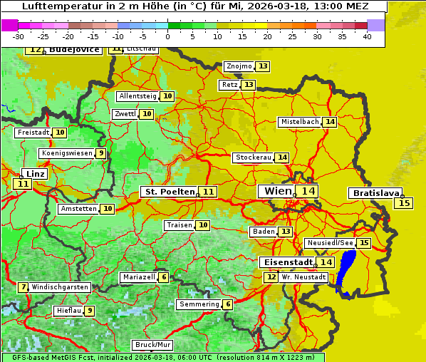Temperatur, 18. 3. 2026