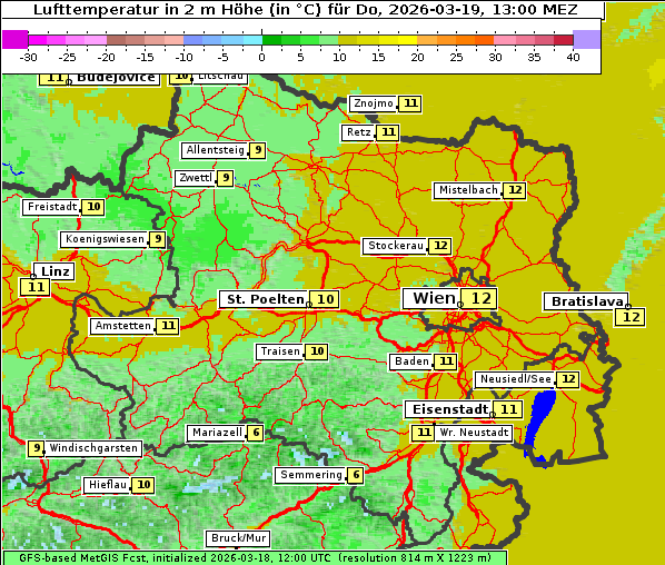 Temperatur, 19. 3. 2026