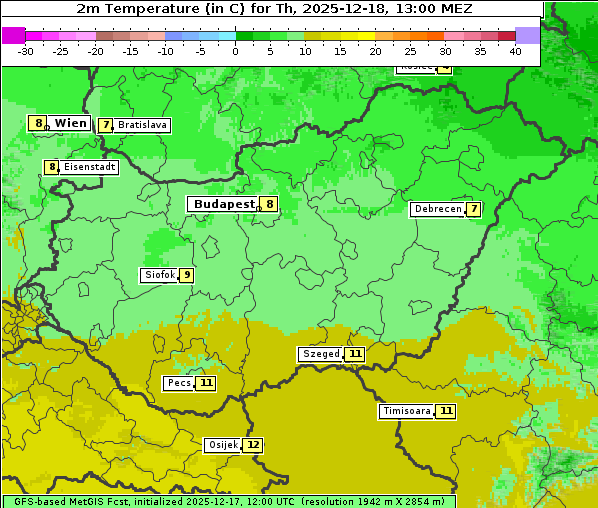 Temperatur, 18. 12. 2025