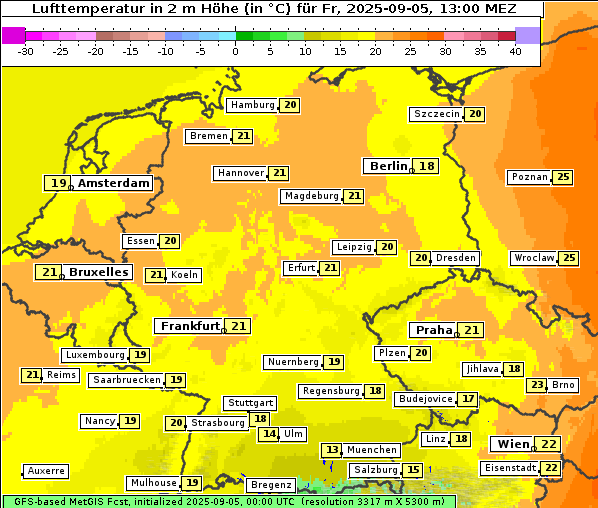 Temperatur, 5. 9. 2025