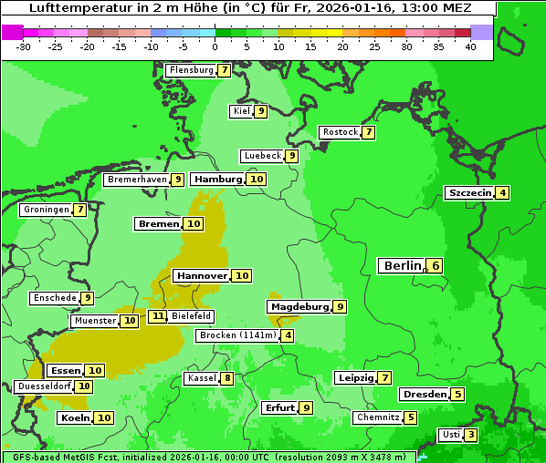 Temperatur, 16. 1. 2026