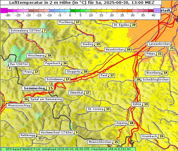 Temperatur, 30. 8. 2025
