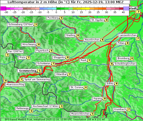 Temperatur, 19. 12. 2025