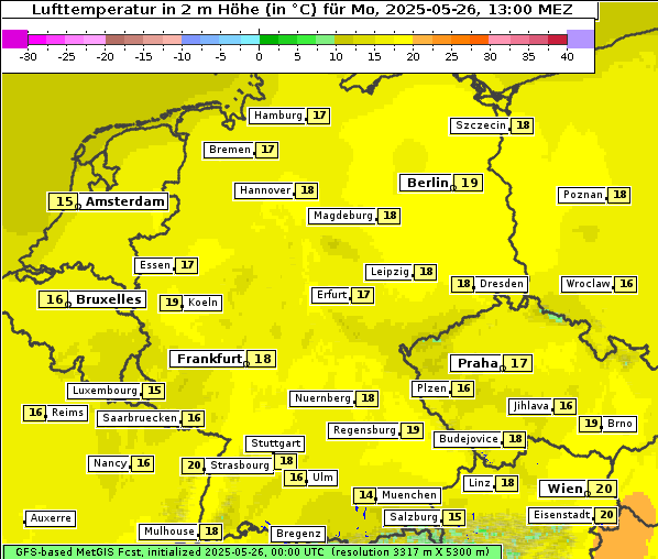 Temperatur, 26. 5. 2025