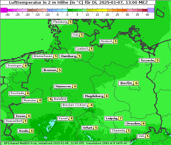 Temperatur, 7. 1. 2025