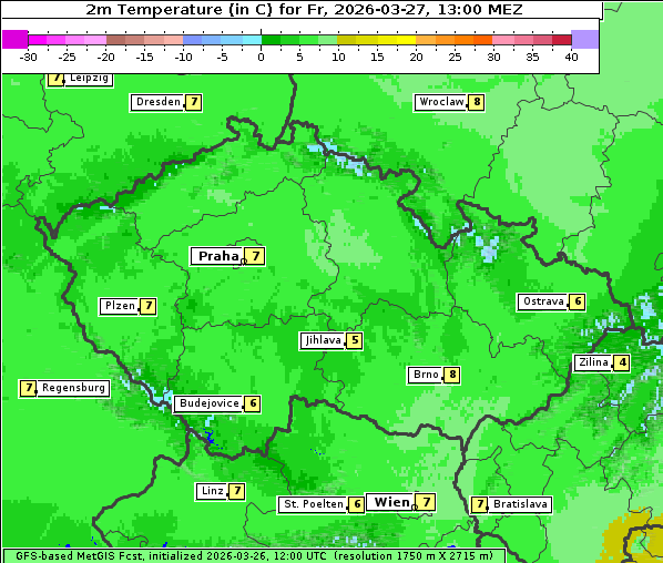 Temperatur, 27. 3. 2026