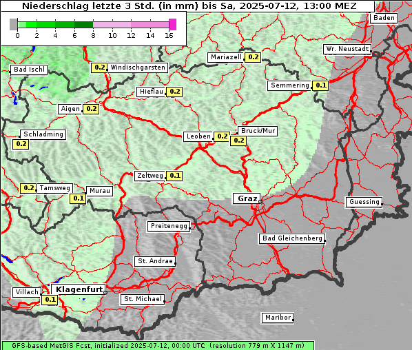 Niederschlag, 12. 7. 2025