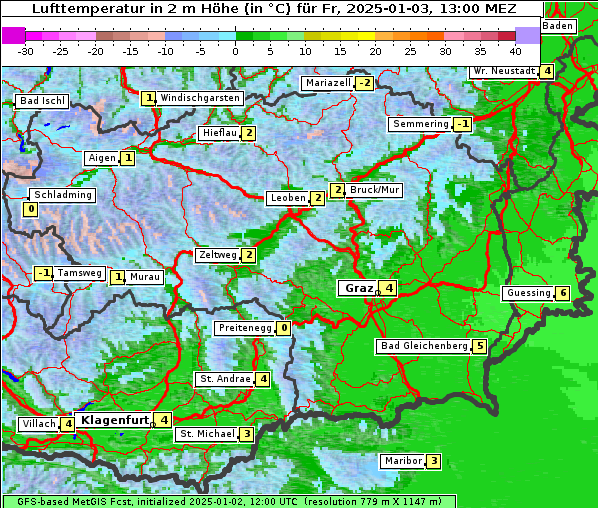 Temperatur, 3. 1. 2025