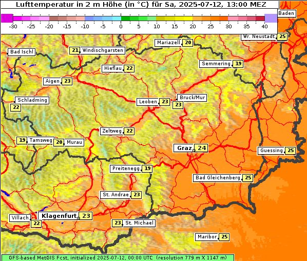 Temperatur, 12. 7. 2025