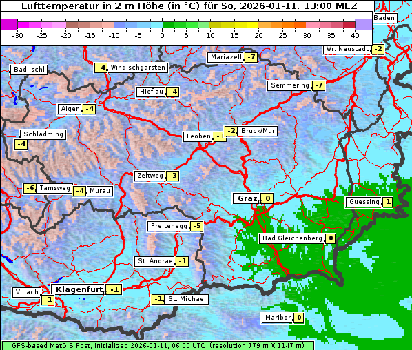 Temperatur, 11. 1. 2026