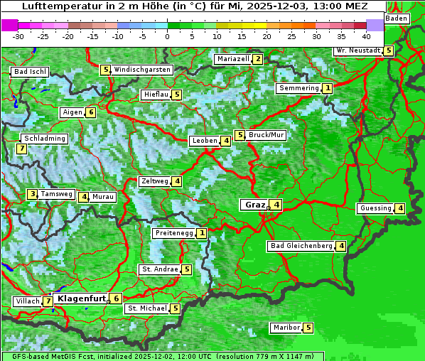 Temperatur, 3. 12. 2025