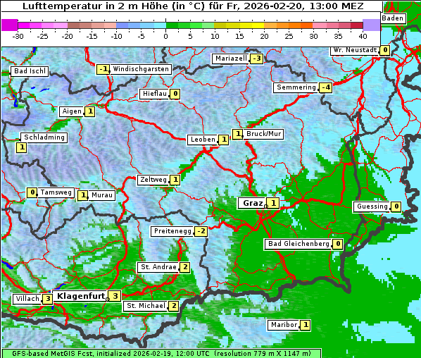 Temperatur, 20. 2. 2026