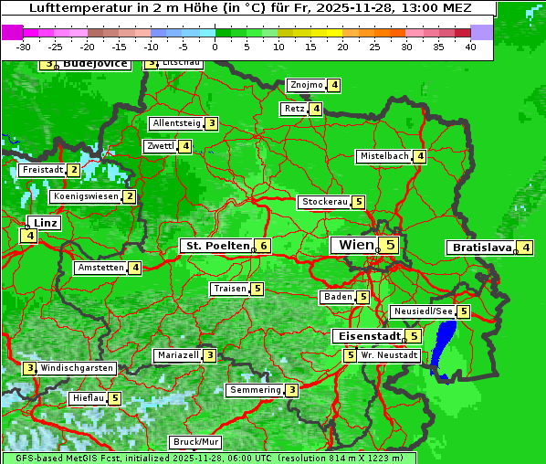 Temperatur, 28. 11. 2025