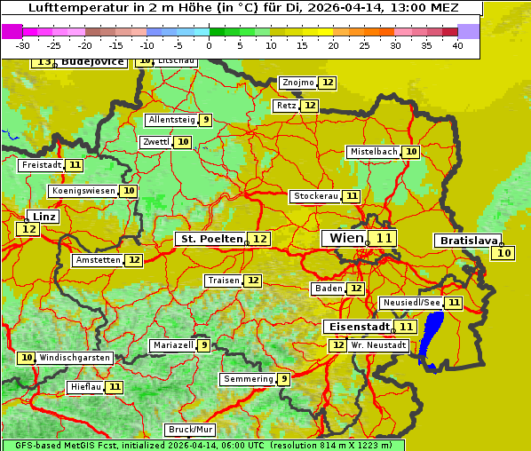 Temperatur, 14. 4. 2026