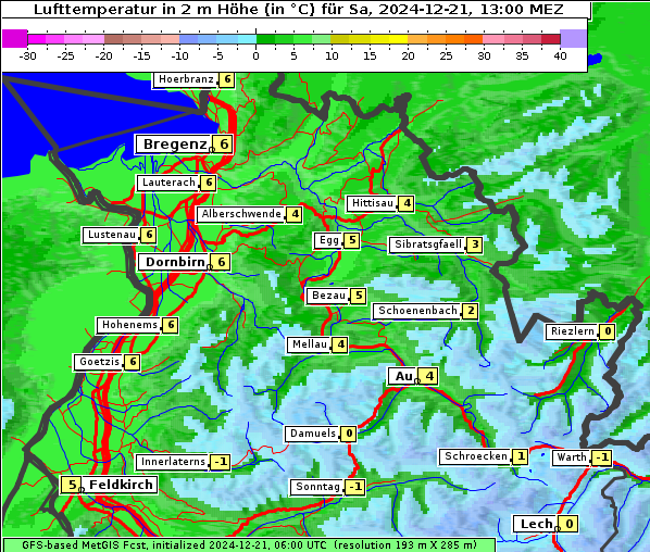 Temperatur, 21. 12. 2024