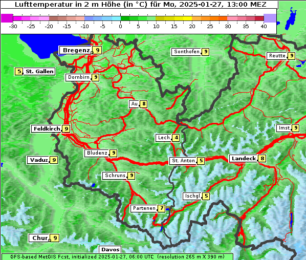 Temperatur, 27. 1. 2025