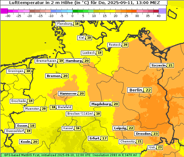 Temperatur, 11. 9. 2025