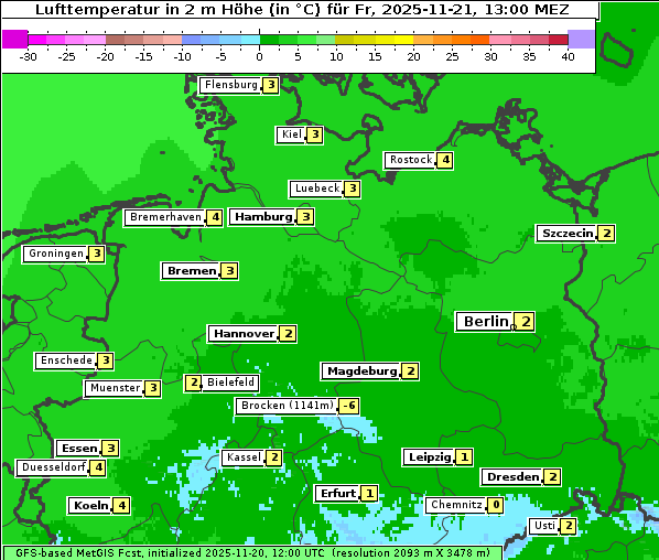 Temperatur, 21. 11. 2025