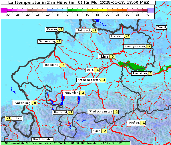 Temperatur, 13. 1. 2025