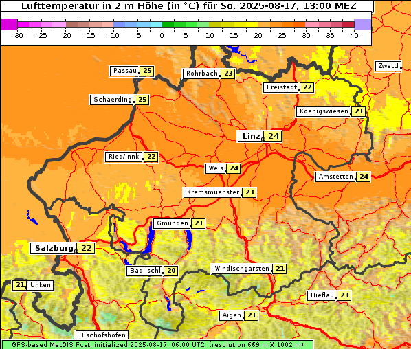 Temperatur, 17. 8. 2025