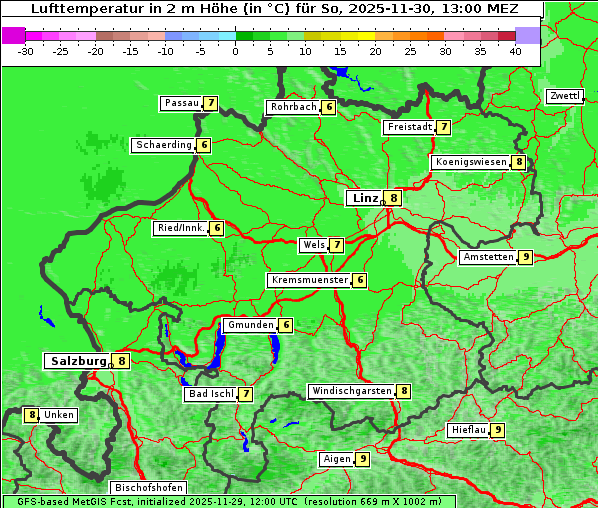 Temperatur, 30. 11. 2025