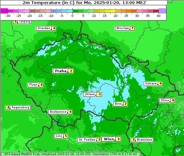 Temperatur, 20. 1. 2025