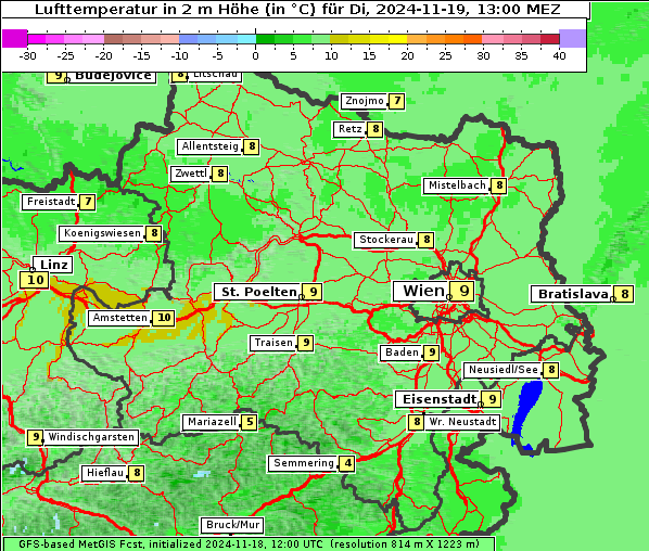 Temperatur, 19. 11. 2024