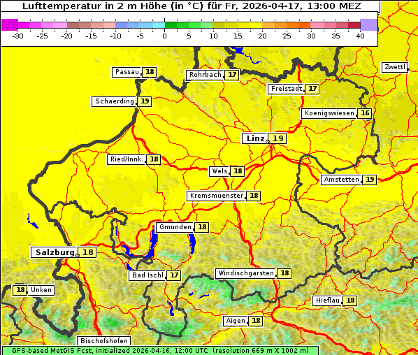 Temperatur, 17. 4. 2026