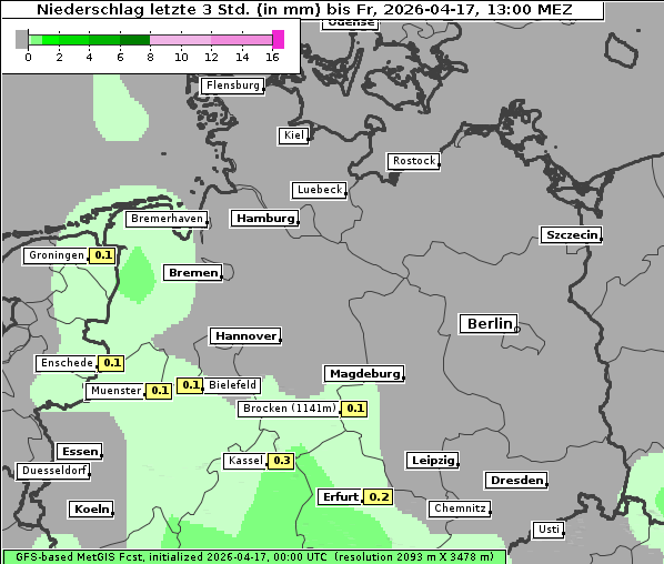Niederschlag, 17. 4. 2026