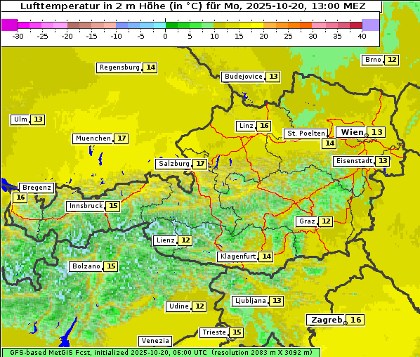 Temperatur, 20. 10. 2025
