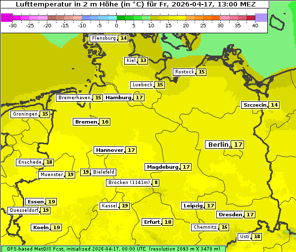 Temperatur, 17. 4. 2026