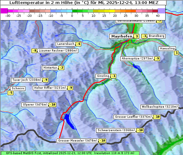 Temperatur, 24. 12. 2025