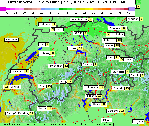 Temperatur, 24. 1. 2025