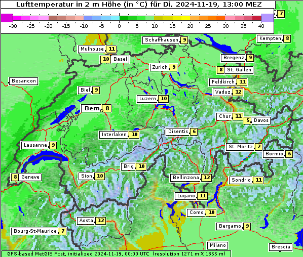 Temperatur, 19. 11. 2024